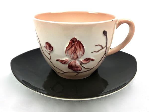 Carlton Ware Australian Design Hand Painted Tea Cup And Saucer Set / Pink